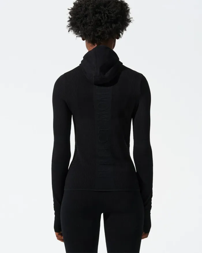 Perfect Moment Tops Seamless Hooded Base Layer Top Black 8211 Women