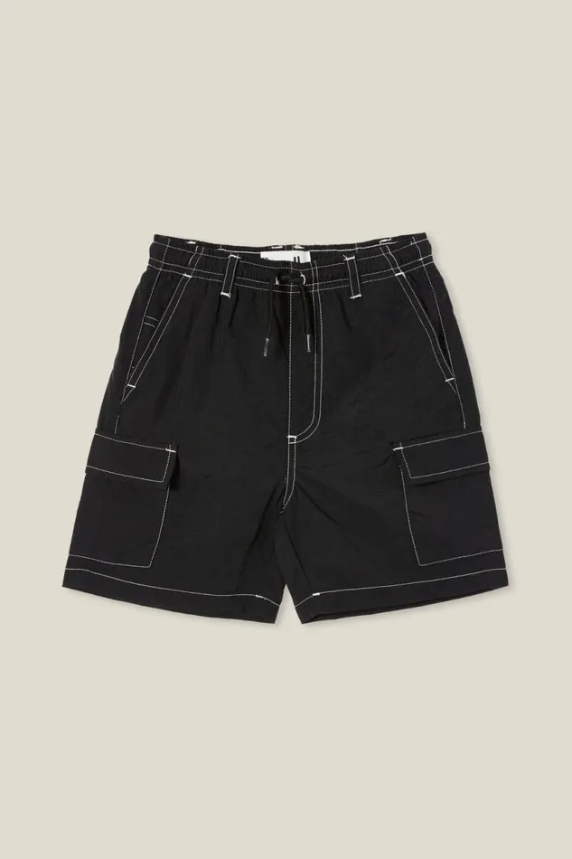 Pete Parachute Cargo Short Black Boys Cotton On Shorts