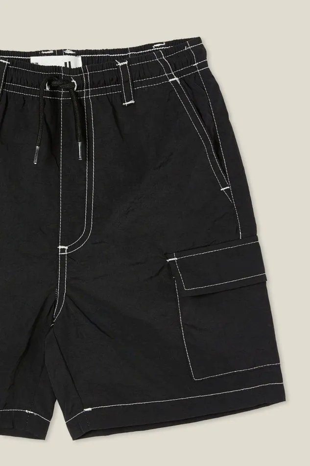 Pete Parachute Cargo Short Black Boys Cotton On Shorts