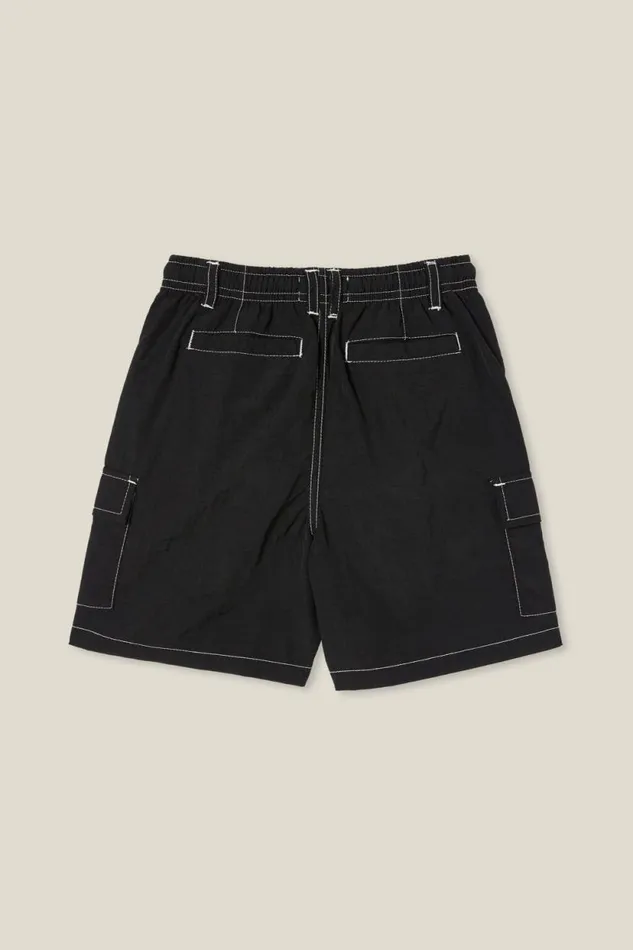 Pete Parachute Cargo Short Black Boys Cotton On Shorts
