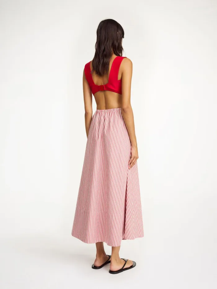Pheobes Organic Cotton Skirt Red White Stripes Women By Malene Birger Skirts