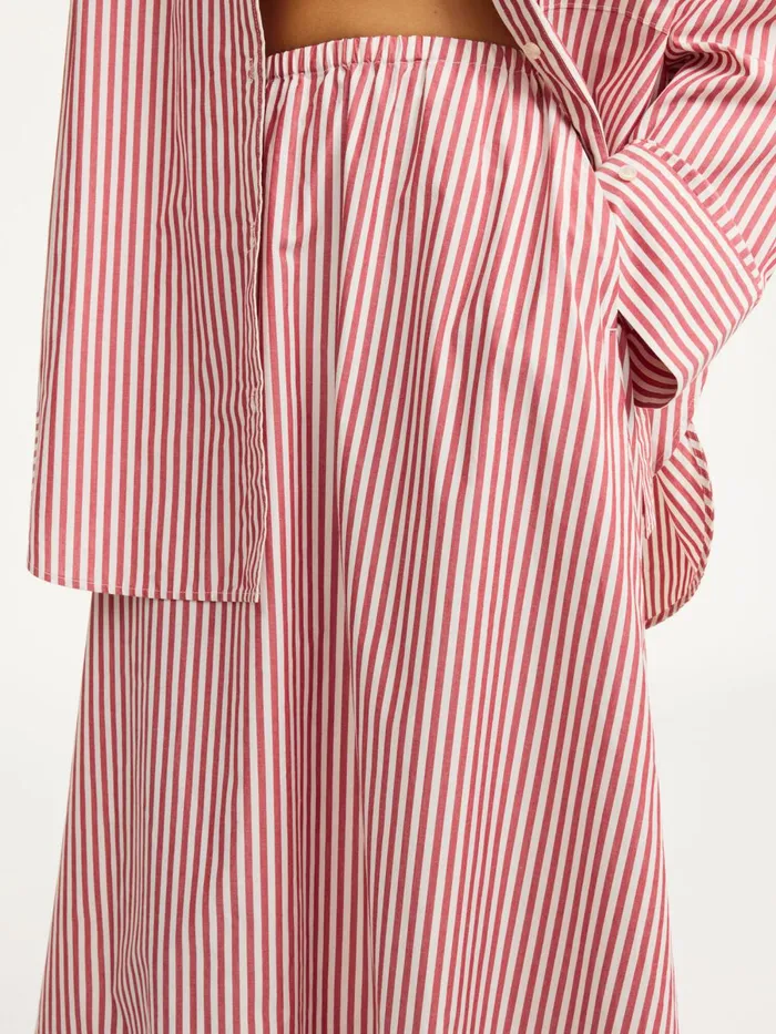 Pheobes Organic Cotton Skirt Red White Stripes Women By Malene Birger Skirts