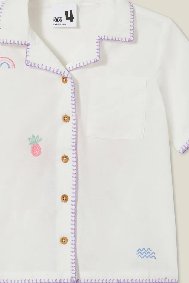 Phoebe Resort Shirt Vanillaseaside Embroideries Girls Cotton On Tops and TShirts