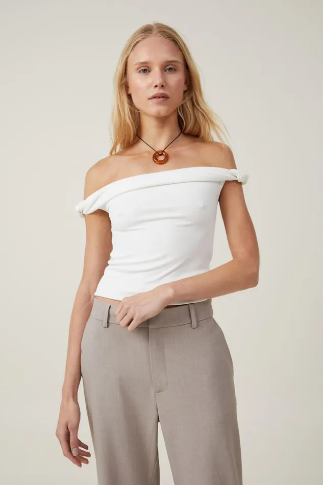 Phoebe Twist Short Sleeve Top Porcelain Women Cotton On Tops