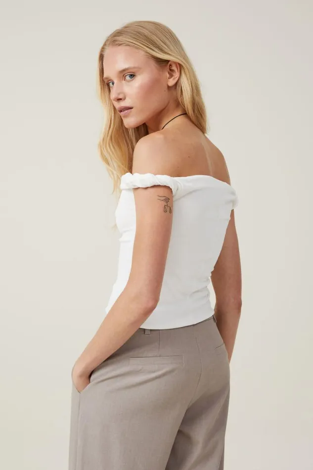 Phoebe Twist Short Sleeve Top Porcelain Women Cotton On Tops