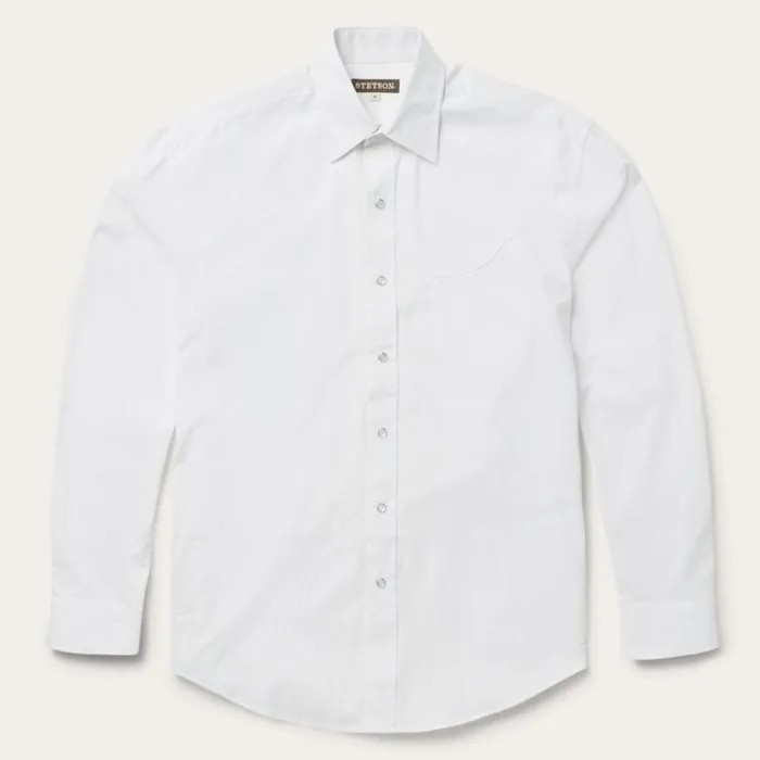 Pin Point Oxford Shirt White Men Stetson Western Shirts