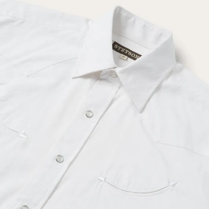 Pin Point Oxford Shirt White Men Stetson Western Shirts
