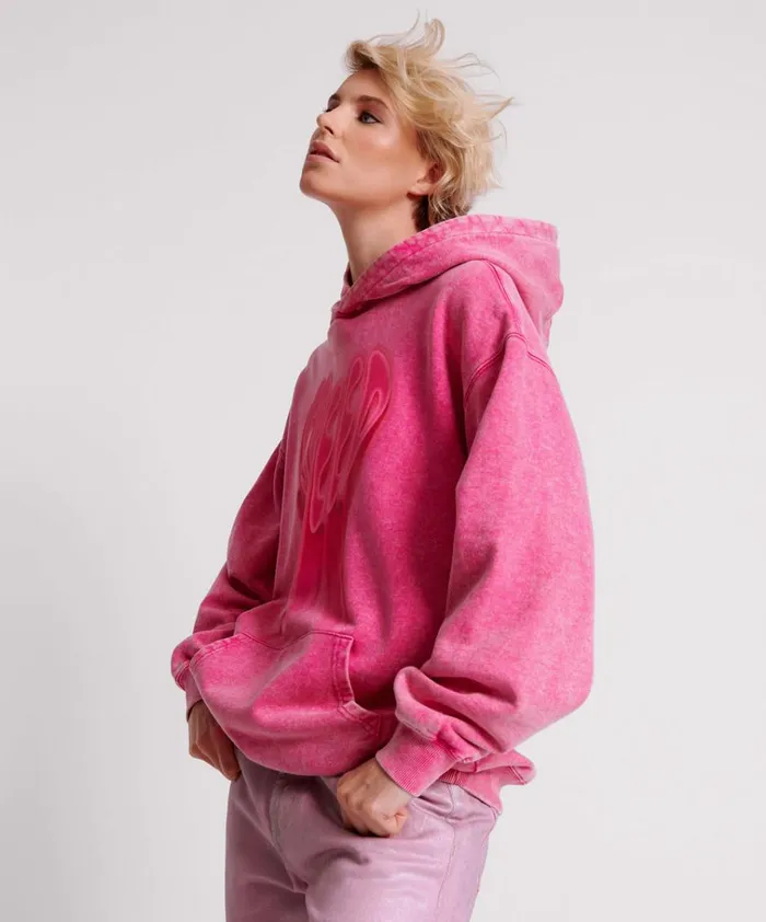 PINK ACID SPEED LONGLINE HOODY Women One Teaspoon Hoodies And Sweats PINK ACID SPEED LONGLINE HOODY Women One Teaspoon Hoodies And Sweats