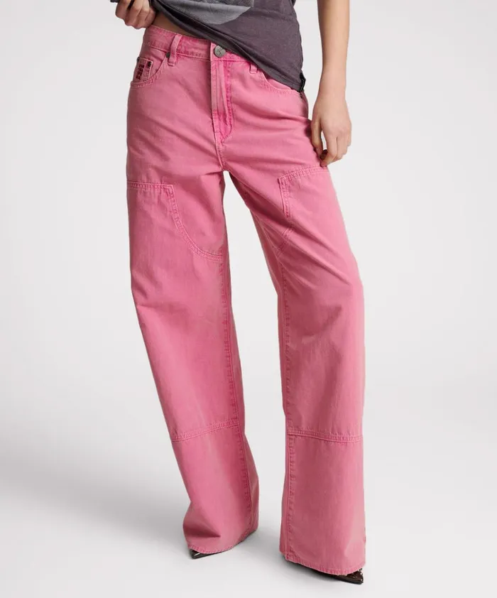 PINK FLAMBE CANVAS JACKSON MID WAIST WIDE LEG PANT Women One Teaspoon Bottoms PINK FLAMBE CANVAS JACKSON MID WAIST WIDE LEG PANT Women One Teaspoon Bottoms