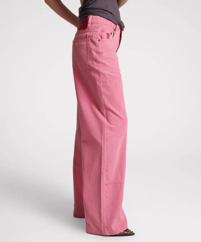 PINK FLAMBE CANVAS JACKSON MID WAIST WIDE LEG PANT Women One Teaspoon Bottoms PINK FLAMBE CANVAS JACKSON MID WAIST WIDE LEG PANT Women One Teaspoon Bottoms