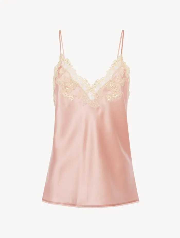 Pink Silk Camisole With Frastaglio Sleepwear La Perla Camisoles