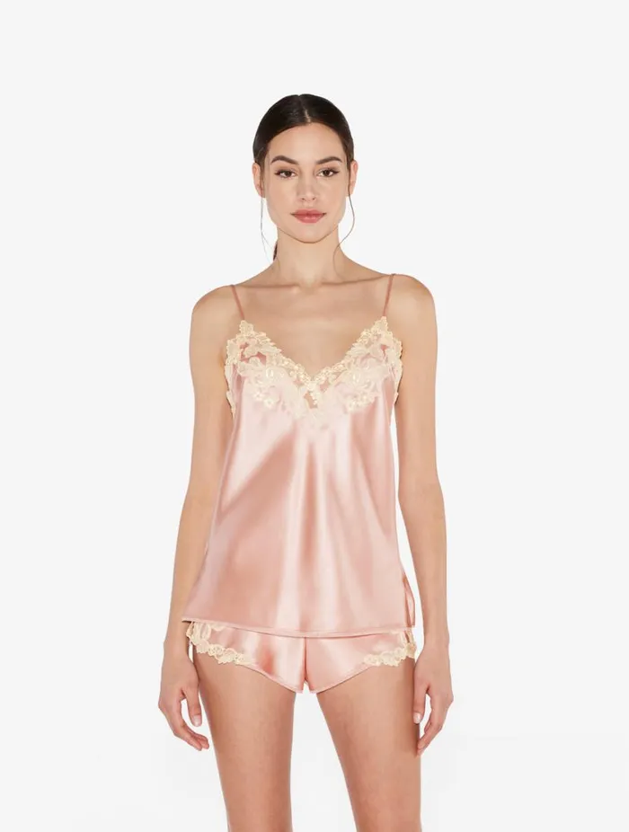 Pink Silk Camisole With Frastaglio Sleepwear La Perla Camisoles