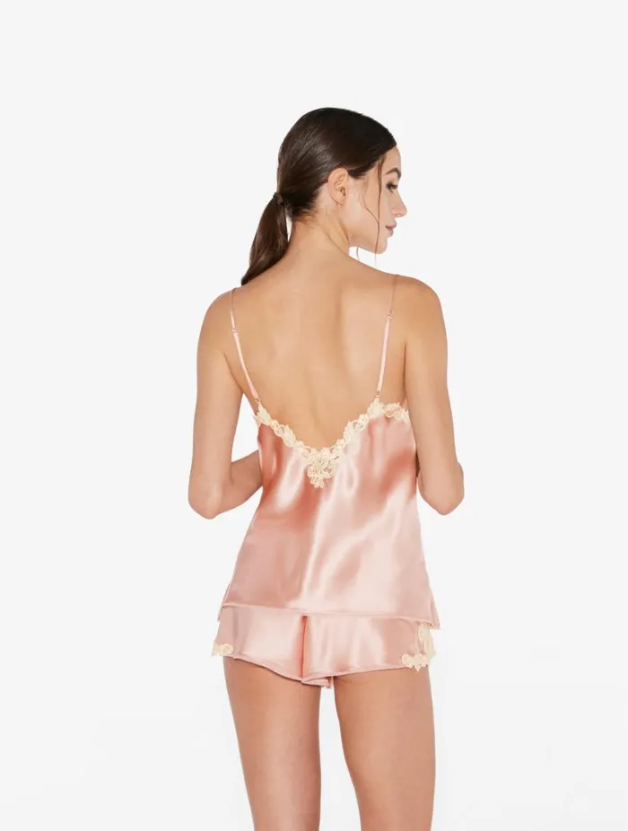 Pink Silk Camisole With Frastaglio Sleepwear La Perla Camisoles