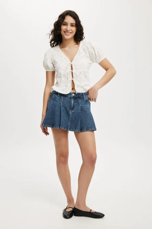 Pleated Denim Mini Skirt Blue Dusk Women Cotton On Skirts Pleated Denim Mini Skirt Blue Dusk Women Cotton On Skirts