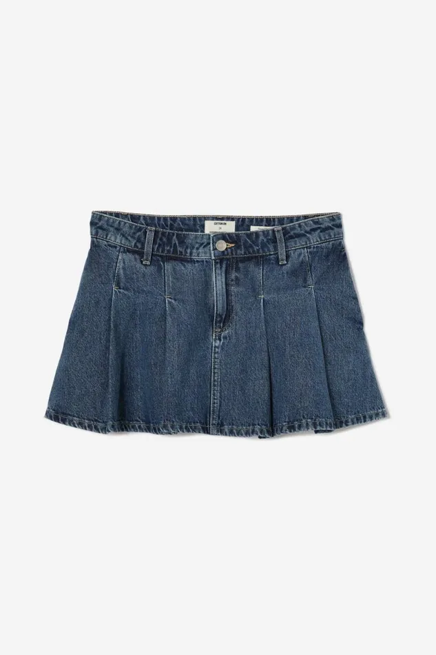 Pleated Denim Mini Skirt Blue Dusk Women Cotton On Skirts Pleated Denim Mini Skirt Blue Dusk Women Cotton On Skirts