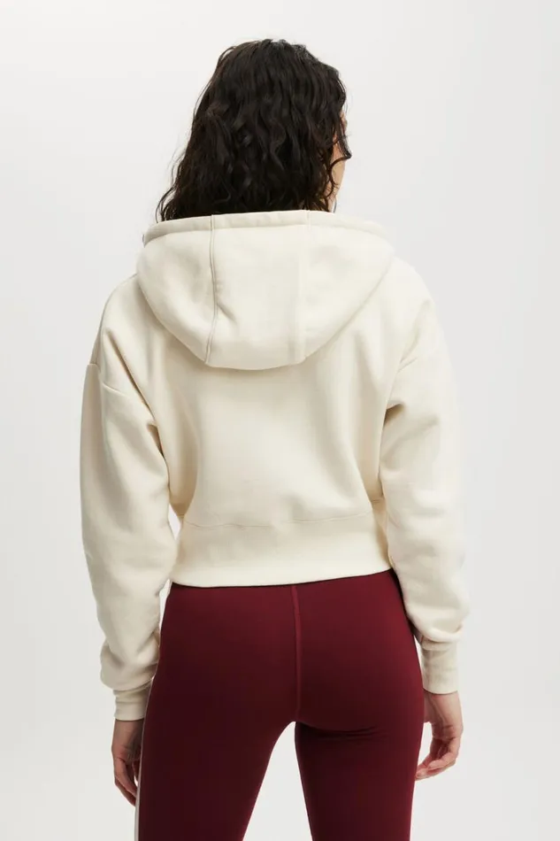 Plush Essential Cropped Zip Through Coconut Milk Women Cotton On Sweats and Hoodies Plush Essential Cropped Zip Through Coconut Milk Women Cotton On Sweats and Hoodies
