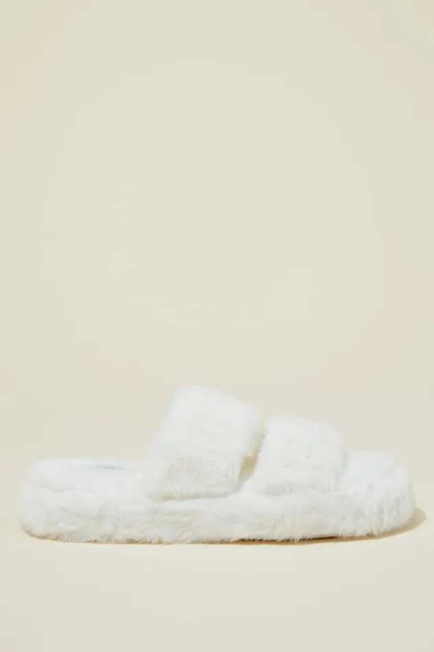 Plush Fur Slipper White Women Cotton On Loungewear