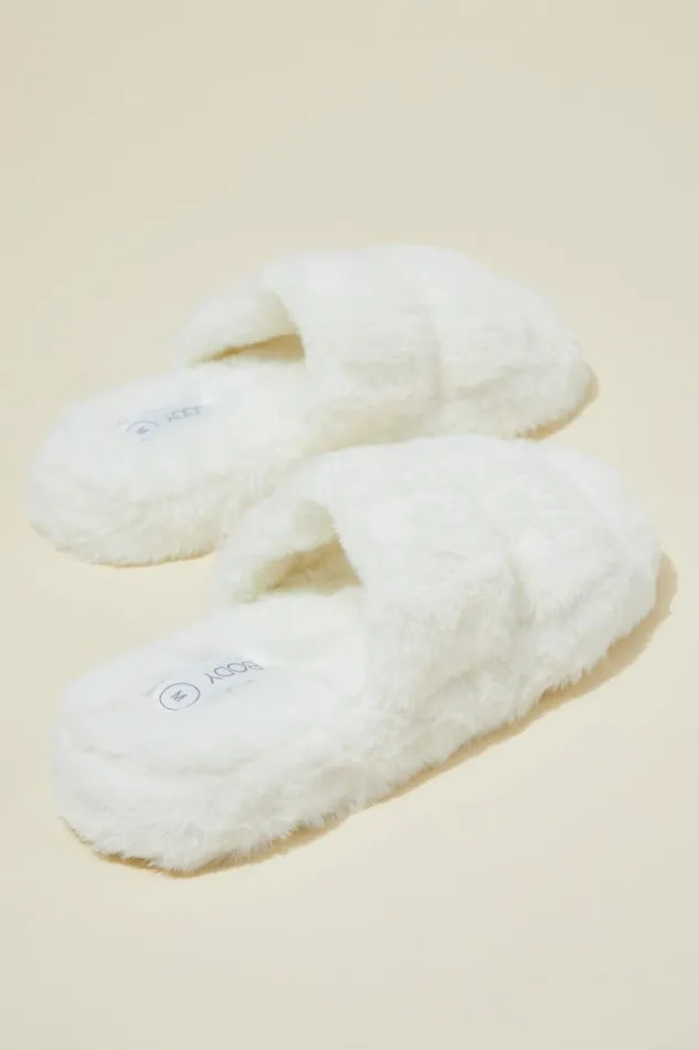 Plush Fur Slipper White Women Cotton On Loungewear Plush Fur Slipper White Women Cotton On Loungewear