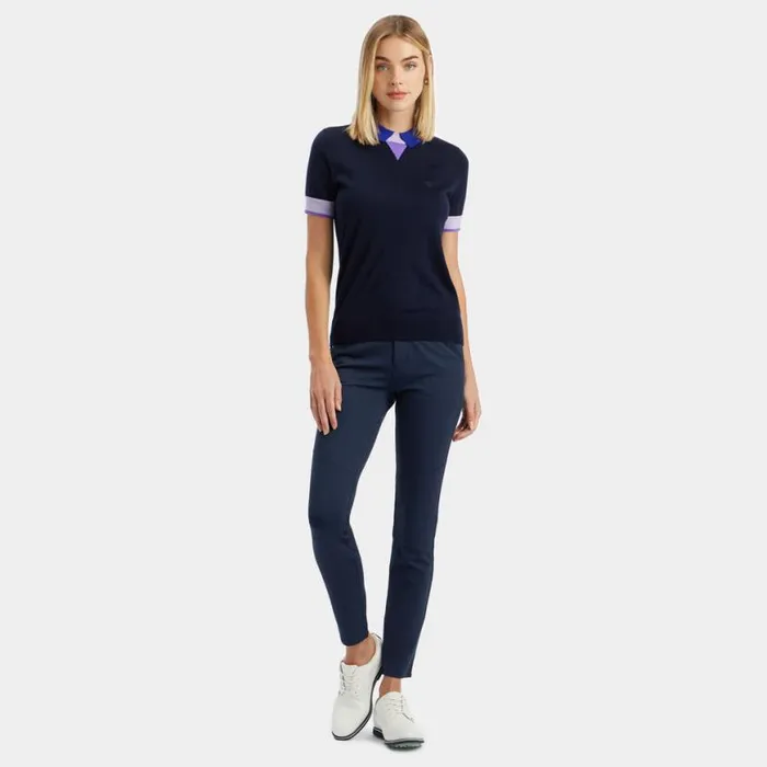 Polos and Shirts Women GFORE MERINO WOOL LAYERED SHORT SLEEVE SWEATER POLO Twilight Polos and Shirts Women GFORE MERINO WOOL LAYERED SHORT SLEEVE SWEATER POLO Twilight