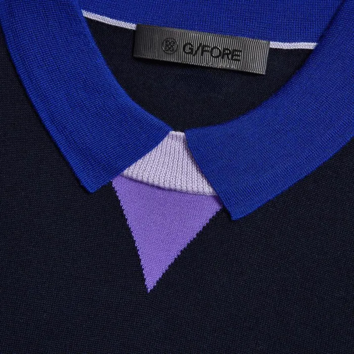 Polos and Shirts Women GFORE MERINO WOOL LAYERED SHORT SLEEVE SWEATER POLO Twilight Polos and Shirts Women GFORE MERINO WOOL LAYERED SHORT SLEEVE SWEATER POLO Twilight
