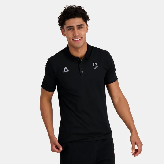 Polos Shirts Men Le Coq Sportif Paris 2024 Polo Shirt Black