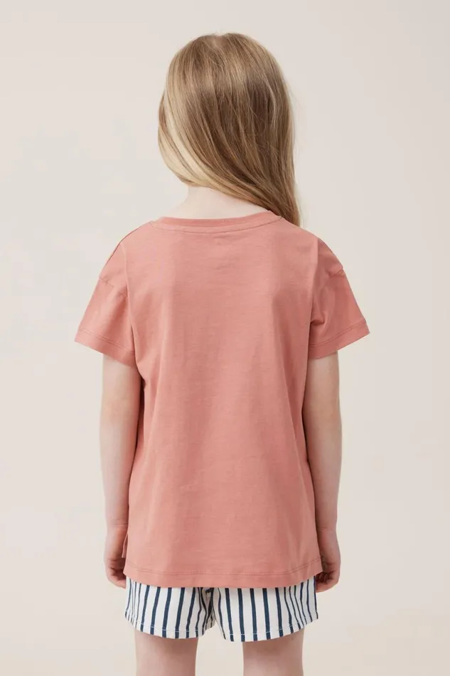 Poppy Short Sleeve Print Tee Clay Pigeonwild West Girls Cotton On Tops and TShirts