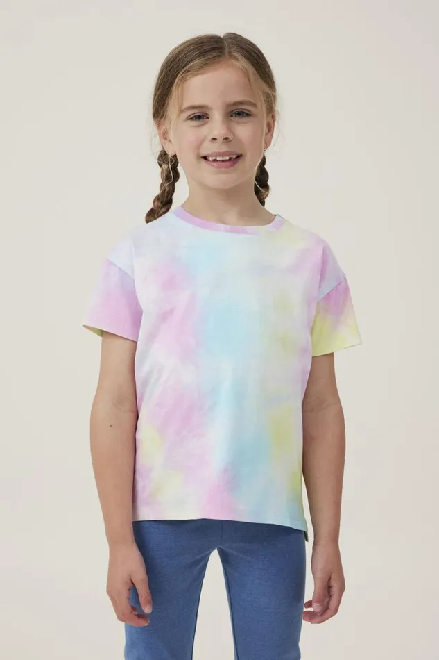 Poppy Short Sleeve Print Tee Rainbow Tie Dye Girls Cotton On Tops and TShirts