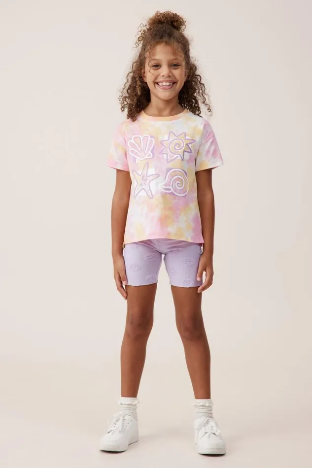 Poppy Short Sleeve Print Tee Tie Dyeshells Girls Cotton On Tops and TShirts Poppy Short Sleeve Print Tee Tie Dyeshells Girls Cotton On Tops and TShirts