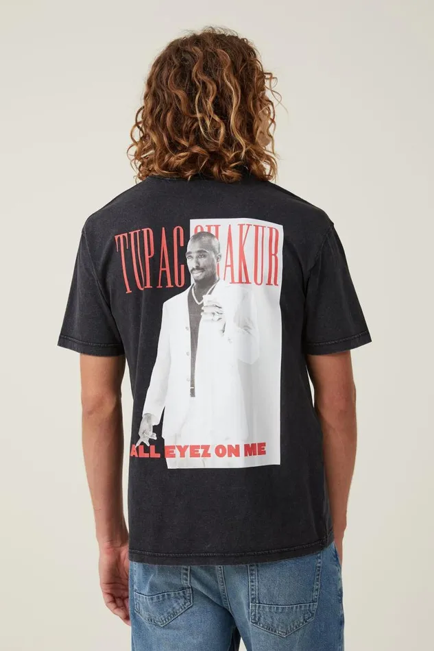 Premium Loose Fit Music TShirt Lcn Bra Blacktupac 8211 Eyez Men Cotton On Tees and Tanks
