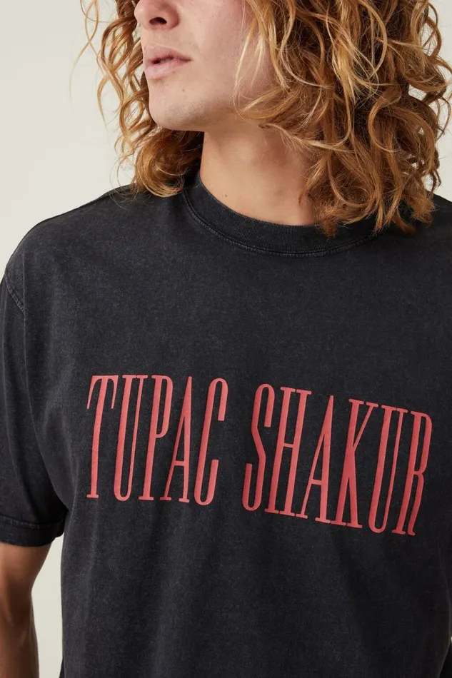 Premium Loose Fit Music TShirt Lcn Bra Blacktupac 8211 Eyez Men Cotton On Tees and Tanks