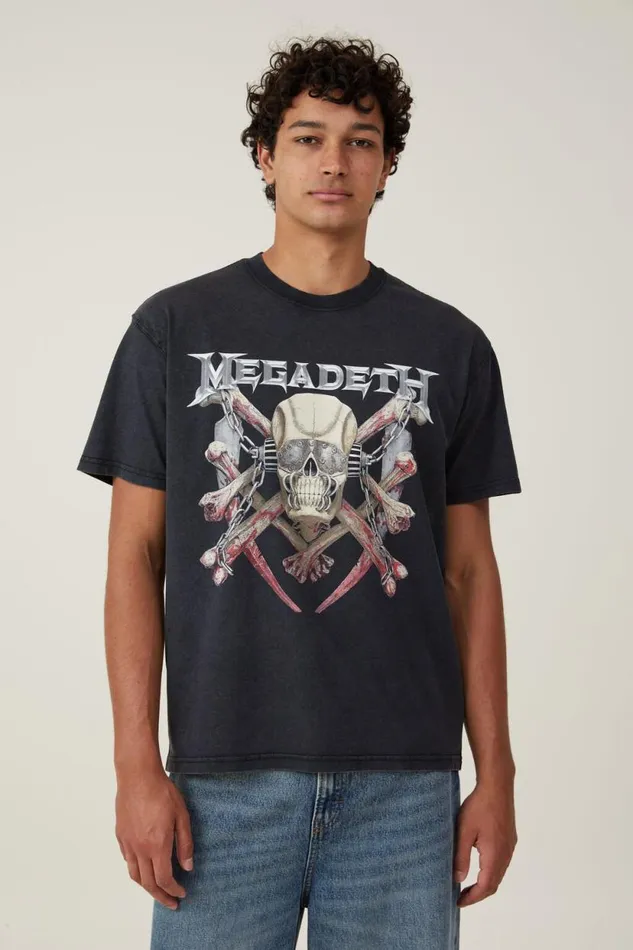 Premium Loose Fit Music TShirt Lcn Man Megadeth 8211 Metal Bones Men Cotton On Tees and Tanks