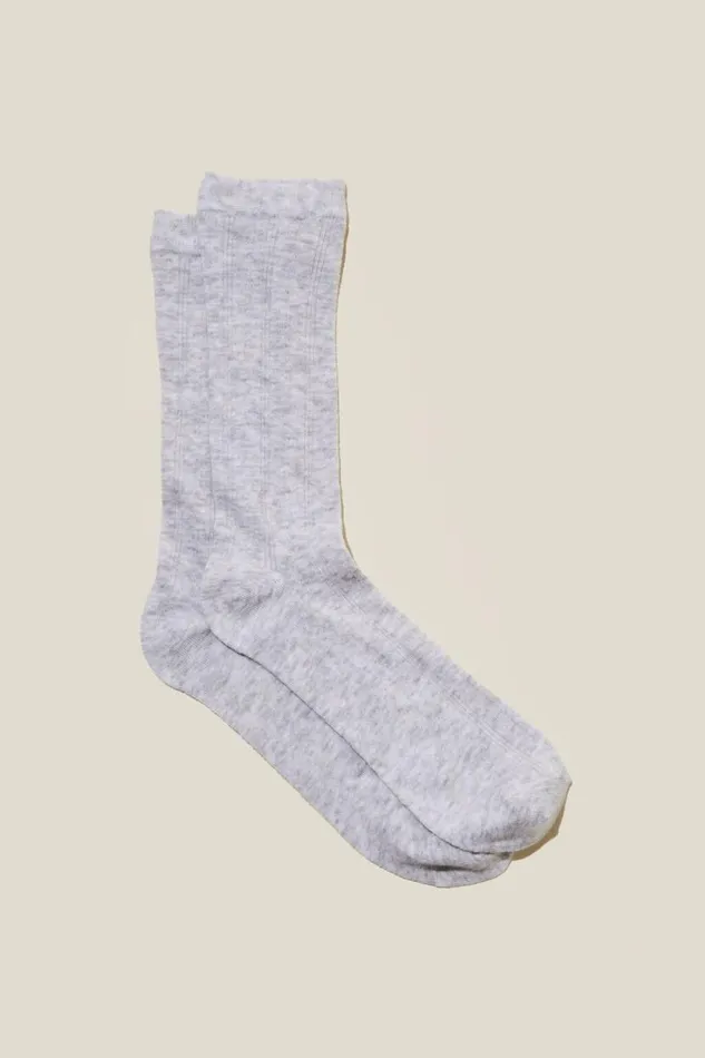 Pretty Pointelle Socks Grey Marle Women Cotton On Socks