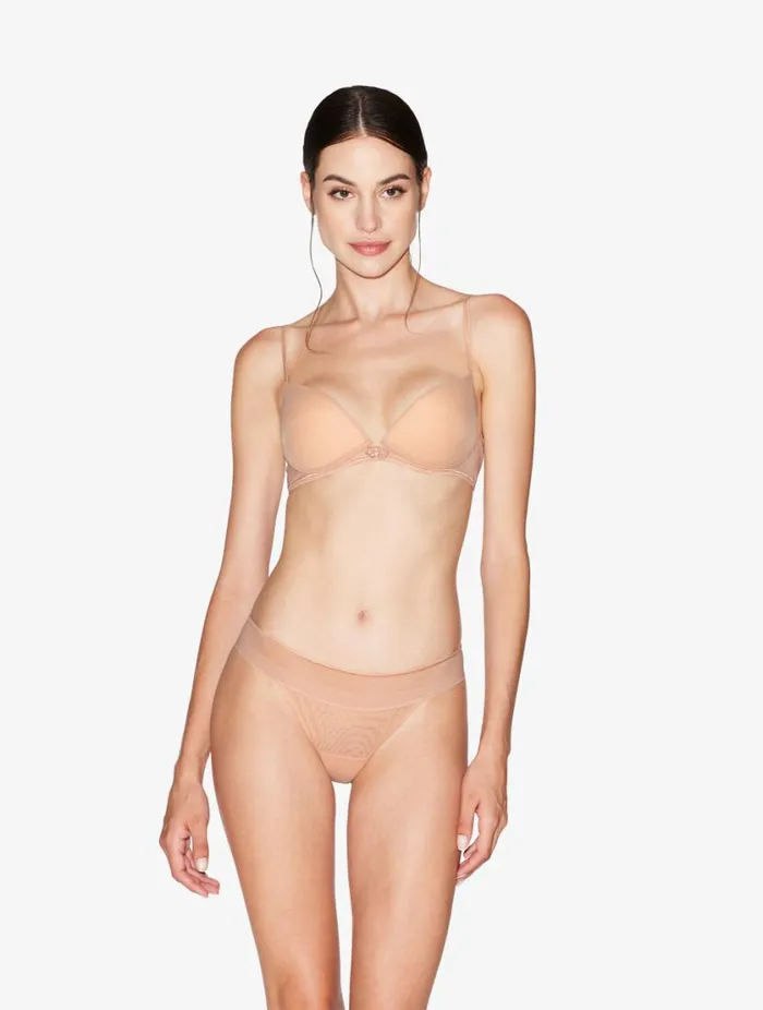 Pushup Bra In Sand Stretch Tulle Lingerie La Perla Padded
