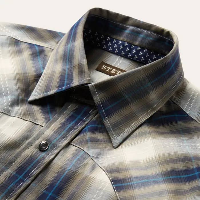 Ranch Plaid Dobby Western Shirt Brown Men Stetson Western Shirts