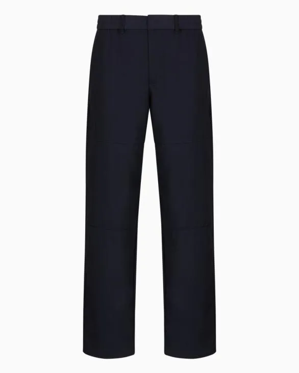 Rayon Wide Leg Trousers With Stitching Details Navyblue Men Armani Trousers And Shorts Rayon Wide Leg Trousers With Stitching Details Navyblue Men Armani Trousers And Shorts