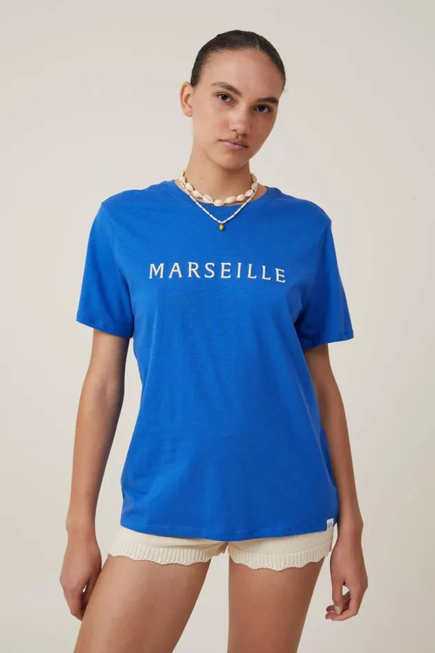 Regular Fit Graphic Tee Marseille Pacific Blue Women Cotton On Tops