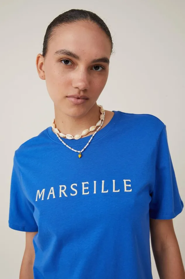 Regular Fit Graphic Tee Marseille Pacific Blue Women Cotton On Tops Regular Fit Graphic Tee Marseille Pacific Blue Women Cotton On Tops