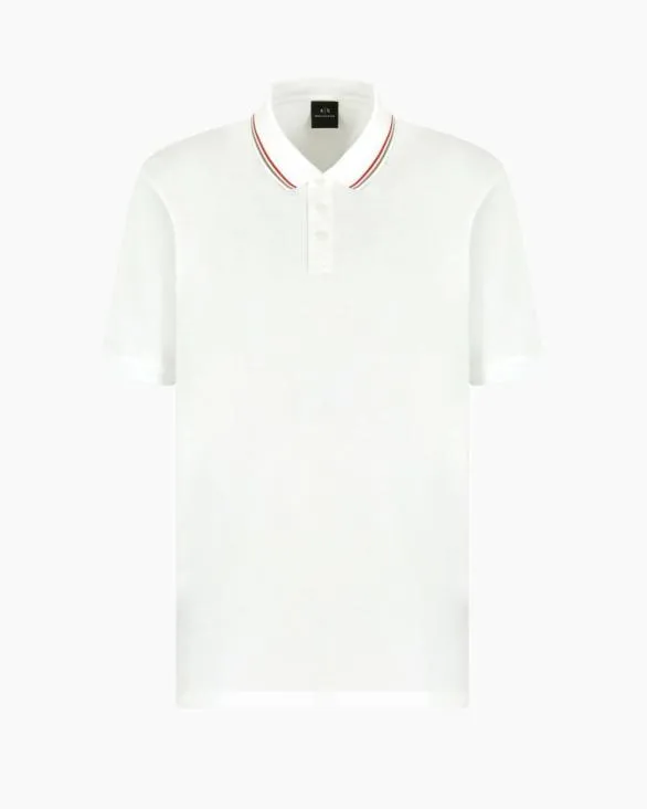Regular Fit Polo Shirt In Mercerised Cotton White Men Armani Polo Shirts