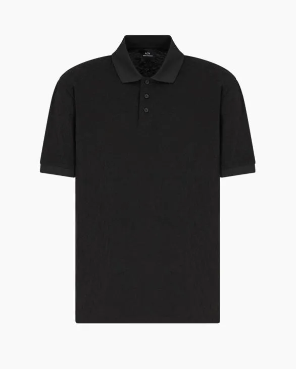 Regular Fit Polo Shirt With Toneontone Allover Logo Black Men Armani Polo Shirts Regular Fit Polo Shirt With Toneontone Allover Logo Black Men Armani Polo Shirts