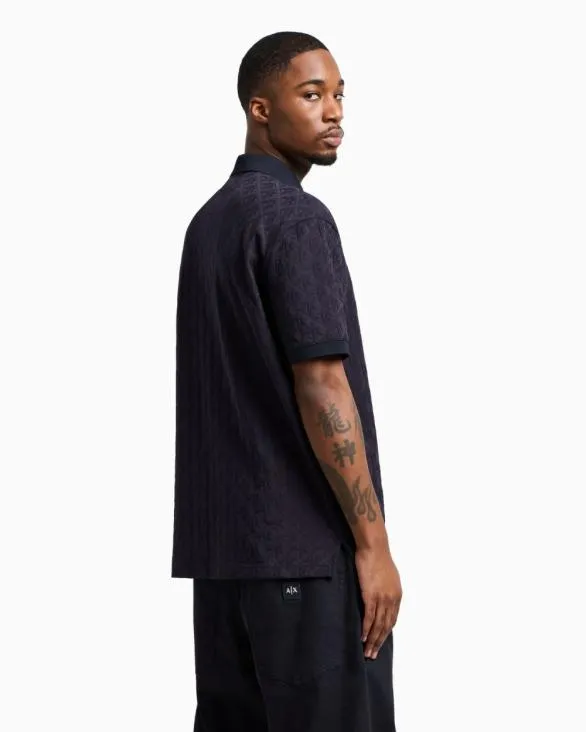 Regular Fit Polo Shirt With Toneontone Allover Logo Navyblue Men Armani Polo Shirts Regular Fit Polo Shirt With Toneontone Allover Logo Navyblue Men Armani Polo Shirts