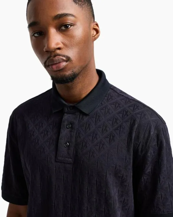 Regular Fit Polo Shirt With Toneontone Allover Logo Navyblue Men Armani Polo Shirts Regular Fit Polo Shirt With Toneontone Allover Logo Navyblue Men Armani Polo Shirts