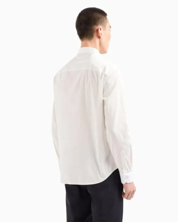 Regular Fit Shirt In Stretch Satin Cotton White Men Armani Shirts Regular Fit Shirt In Stretch Satin Cotton White Men Armani Shirts