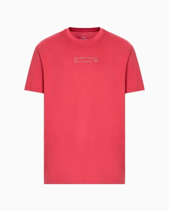 Regular Fit Tshirt With Logo Lettering Red Men Armani TShirts