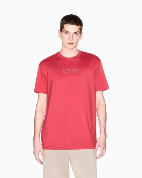 Regular Fit Tshirt With Logo Lettering Red Men Armani TShirts Regular Fit Tshirt With Logo Lettering Red Men Armani TShirts