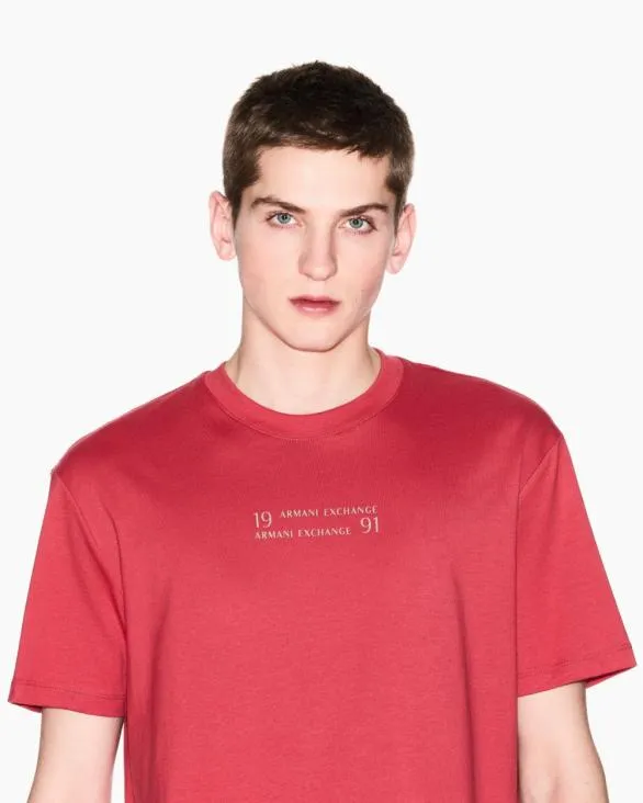Regular Fit Tshirt With Logo Lettering Red Men Armani TShirts Regular Fit Tshirt With Logo Lettering Red Men Armani TShirts