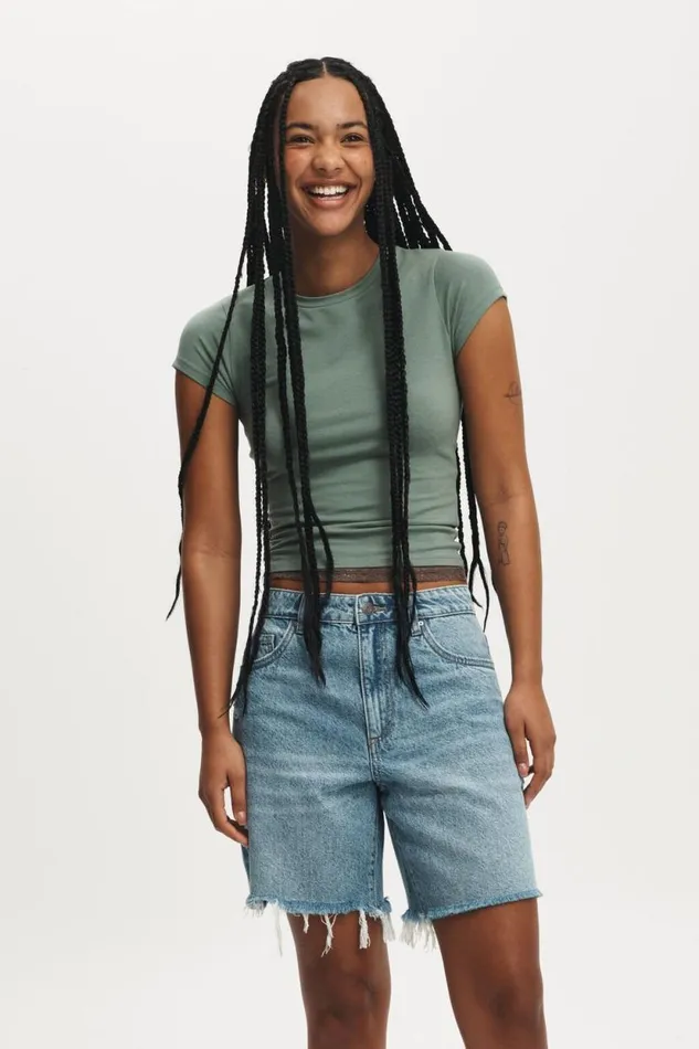 Relaxed Denim Short Breeze Blue Worn Women Cotton On Shorts