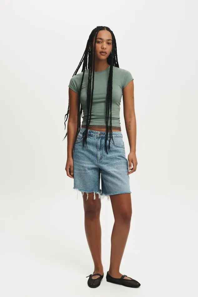 Relaxed Denim Short Breeze Blue Worn Women Cotton On Shorts