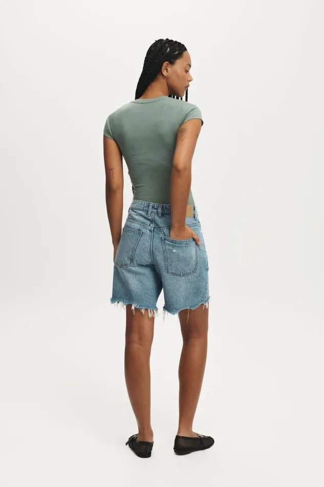 Relaxed Denim Short Breeze Blue Worn Women Cotton On Shorts