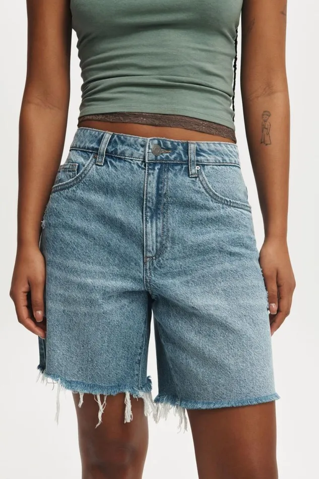 Relaxed Denim Short Breeze Blue Worn Women Cotton On Shorts