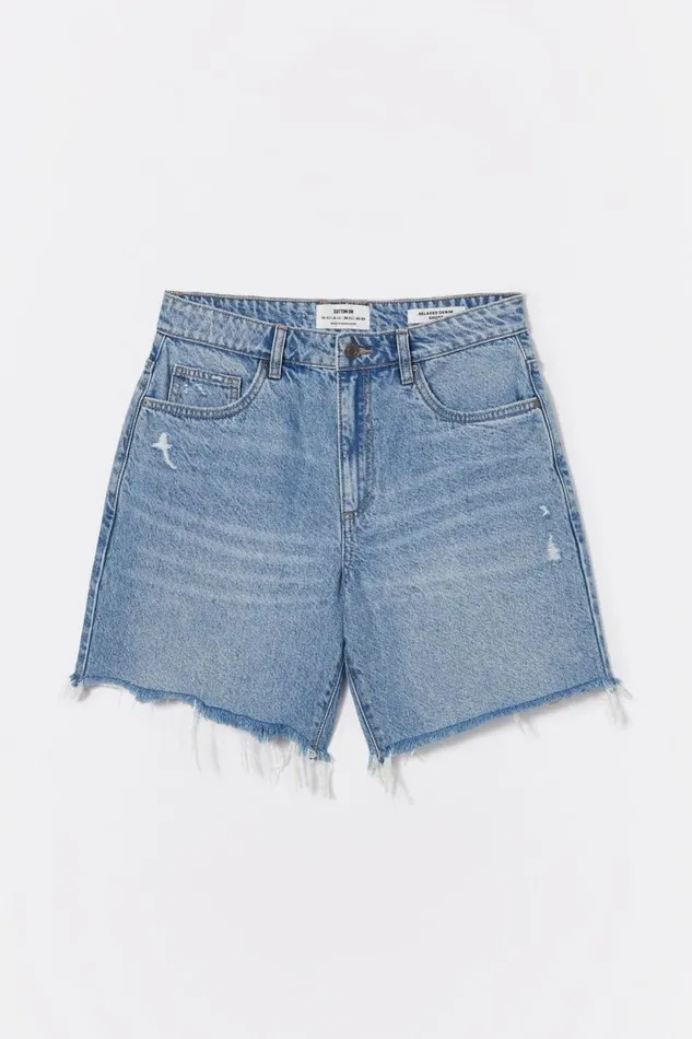 Relaxed Denim Short Breeze Blue Worn Women Cotton On Shorts